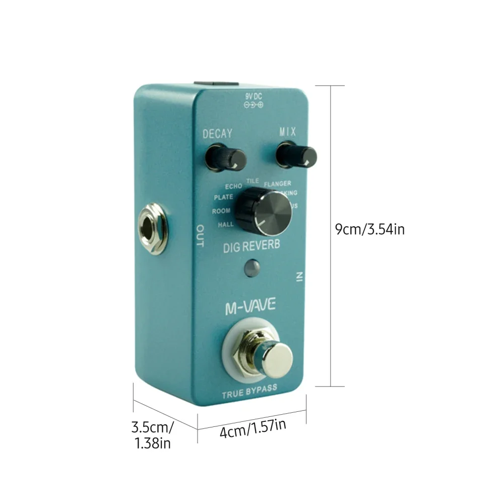 M-VAVE DIG REVERB Digital Reverb Guitar Effect Pedal with 9 Reverb Types Decay Mix Control True Bypass Full Metal Shell