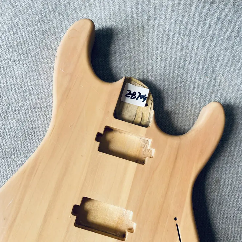 EB704 Natural Color Solid Wood Unfinished Electric Guitar Body Custom Tremolo 2 Humbucker Pickups for DIY Replace Right Hand