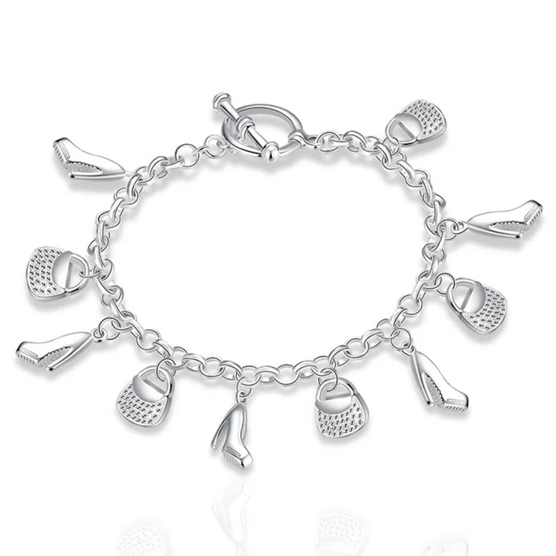 New Fashion Gift For Women Girl Beautiful High Quality Silver Color Jewelry Charm Bracelets Factory Price Free Shipping