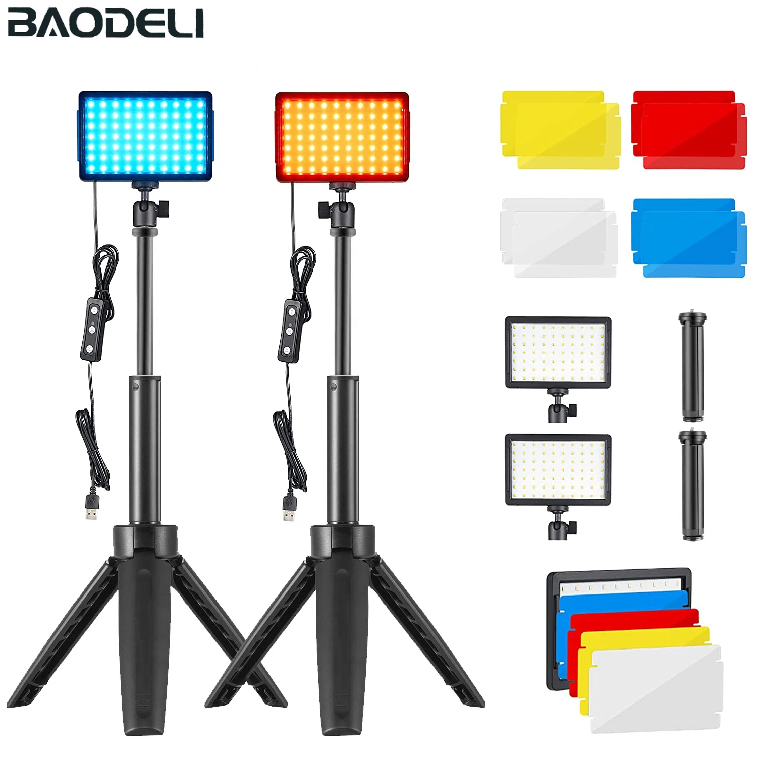 Photography LED Video Light Panel Lighting Photo Studio Lamp Kit For Shoot Live Streaming Youbube With Tripod Stand RGB Filters