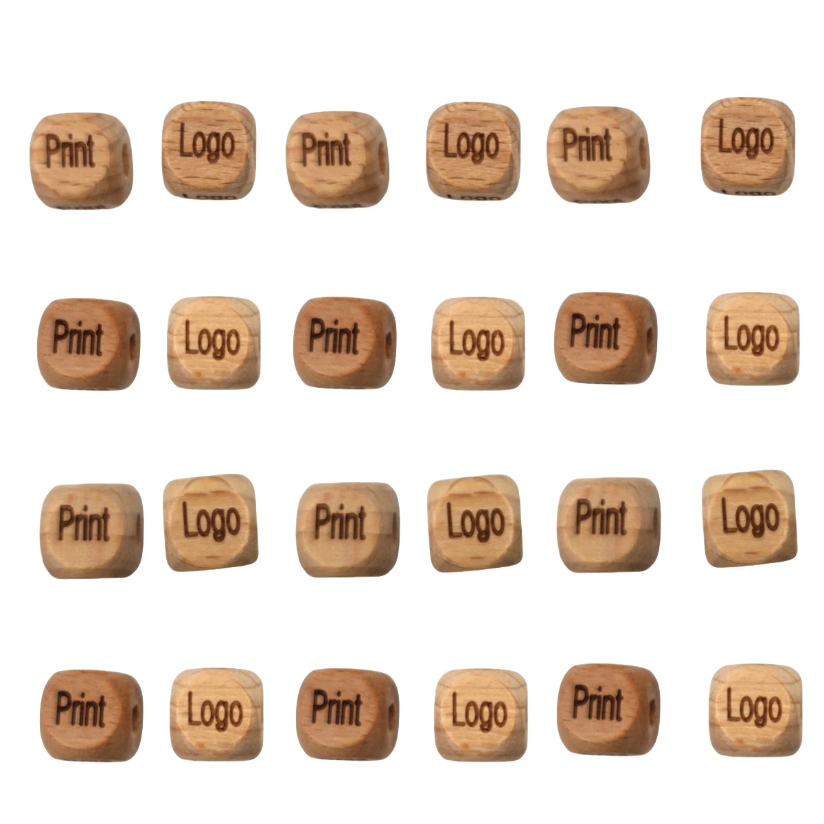 Customize Print Letters Symbols Numbers Beech Wooden Cube Square Beads 12mm Wood Faceted Beads for Jewelry Making DIY Product