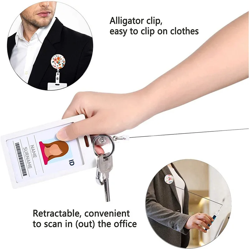 

Creative Cute Flower Retractable Nurse Badge Reel Clip Badge Holder Students Doctor ID Card Holder Keychain