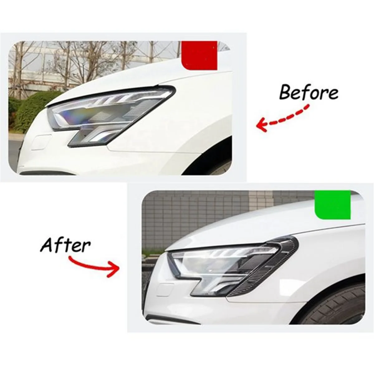 

Reliable-Carbon Fiber Headlight Eyebrow Cover Fog Light Wind Knife Trim for Audi- A3 A3L 2021 2022-A61E
