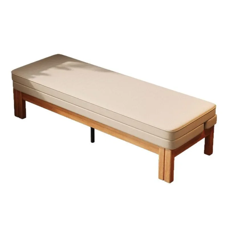 Double single sitting and lying dual-purpose bed Iron push-pull bed Telescopic Small apartment living room Solid wood folding