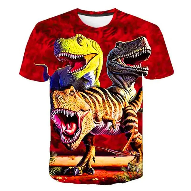 Summer Boys T Shirt Cartoon Dinosaur Baby Jurassic World Dominion Print T-shirts Short Sleeves Children Clothing Kids Clothes