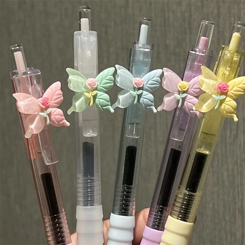 5Pcs/Set Gel Pen Butterfly Pen Stationery Kawaii School Supplies Gel Ink Pen School Stationery Office Suppliers Pen Kids Gifts