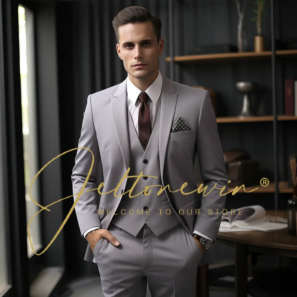 

Tailor-made Suits for Men 3 Piece Slim Fit Formal Wedding Groom Tuxedo Fashion Luxury Business Blazer Vest Pants Set Trapstar