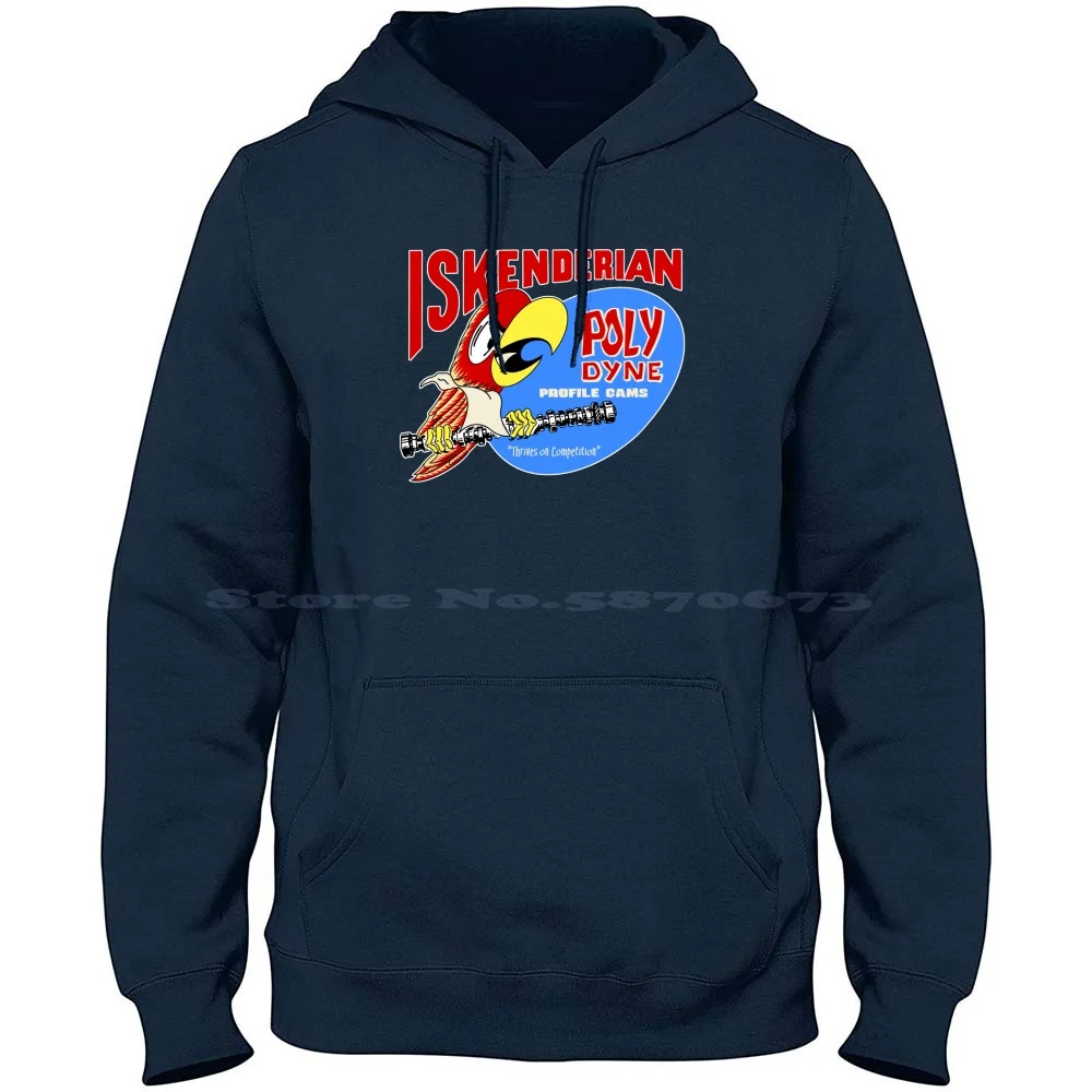 Vintage Racing Cam 100% Cotton Hoodie Iskenderian Poly Dyne Competition Race Drag Hot Rod Vintage Speed Game Eagle Bird