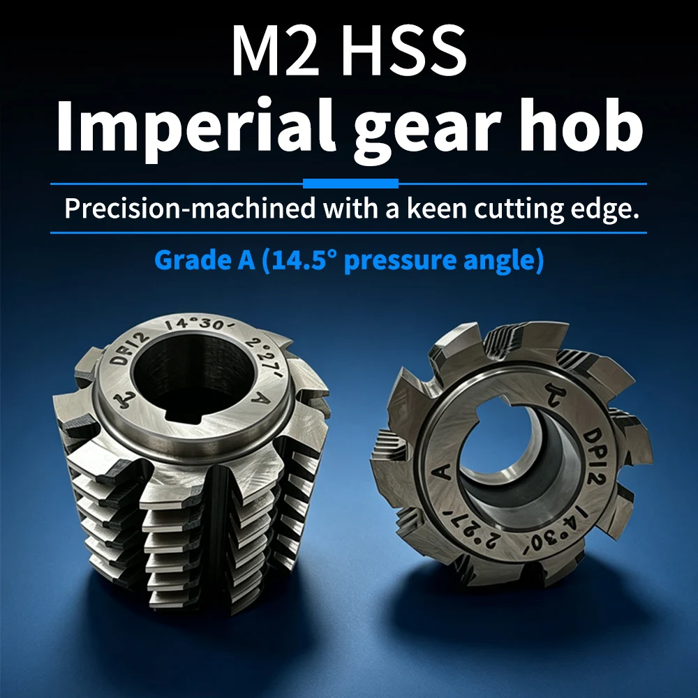 HSS Imperial Gear Hobbing Cutter Straight Tooth Gear Hob DP Gear Hob DP3-DP24 14.5° Pressure Angle For Gear Hobbing Machine