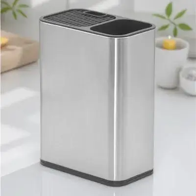 

1pc Knife Storage Holder Stainless Steel Cutlery Rack With Drain Holes Kitchen Organizer For Forks Spoons Chopsticks Tableware