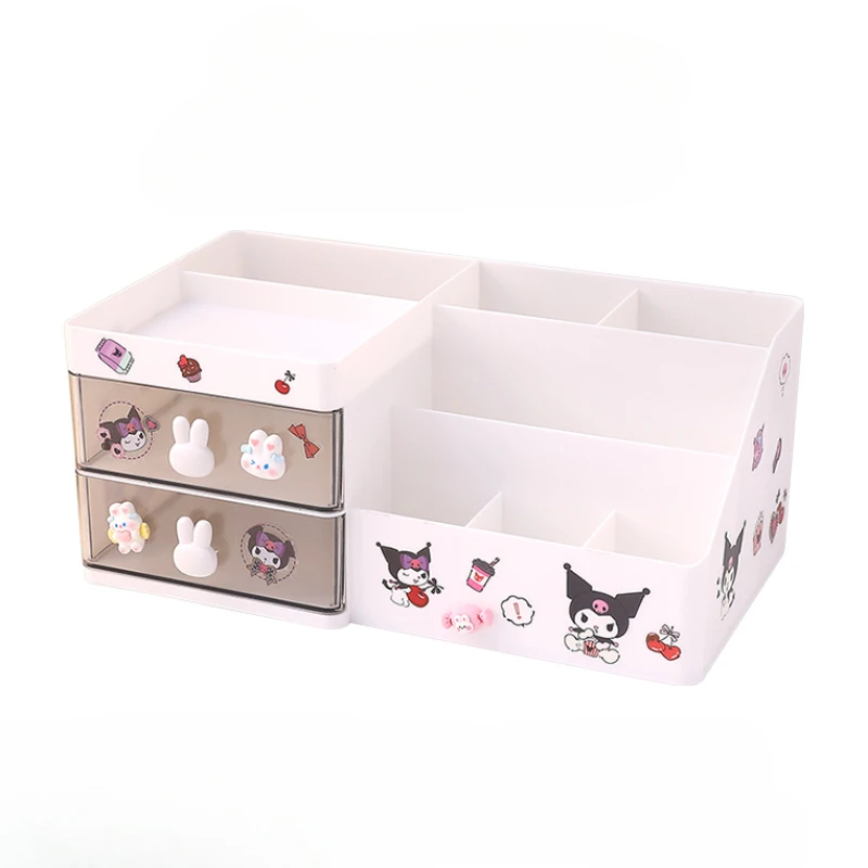 Imagem -04 - Kawaii Sanrio Desktop Caixa de Armazenamento Organizador de Gaveta Kuromi Adesivos Cremalheira de Mesa Caixas de Armazenamento de Papelaria Bonito Pen Titular