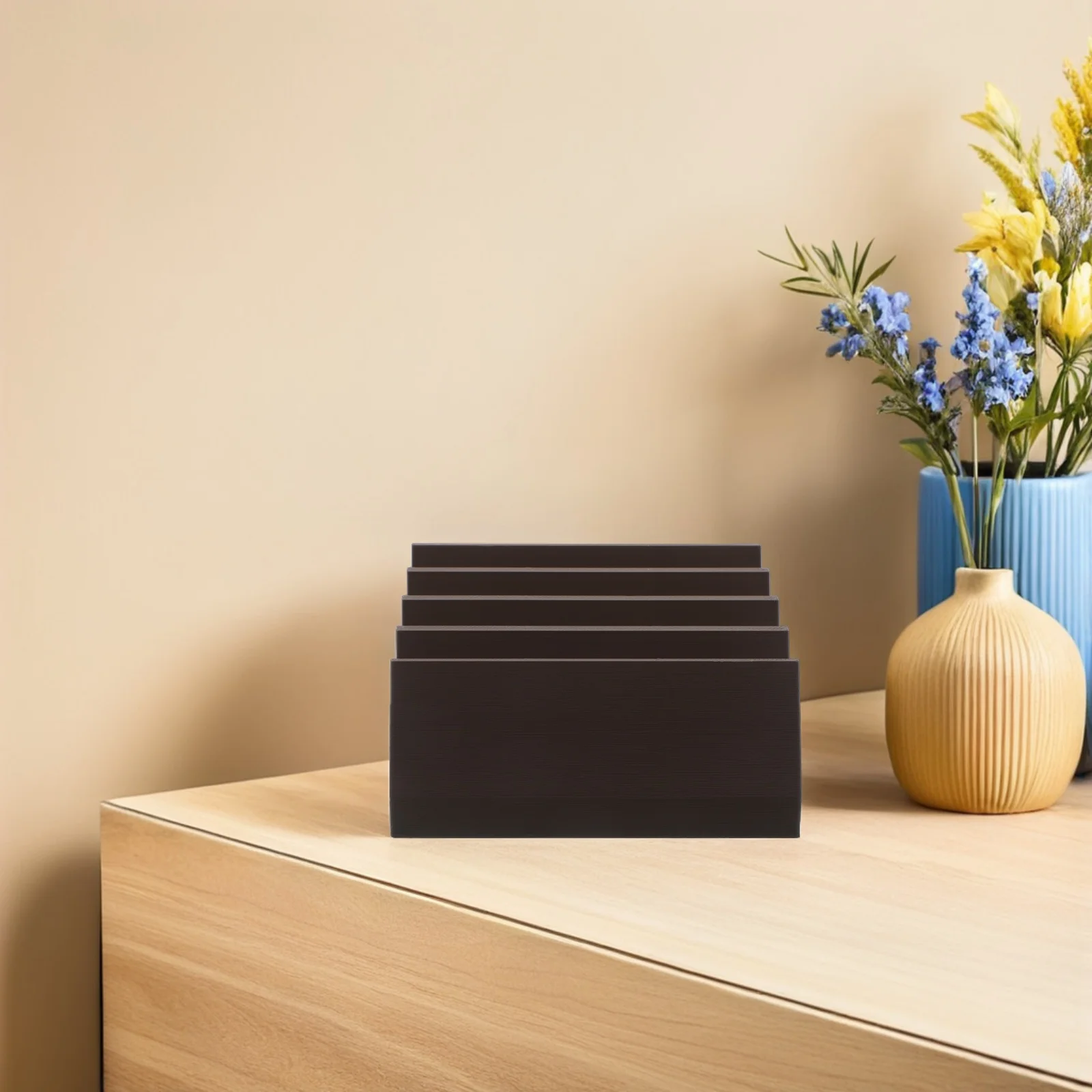 

12-Slot Razor Blade Organizer Box Brown 4.1X3.9X1.6Inch Multi-Compartment Blade Storage Solution For Barber Salon Grooming Tools