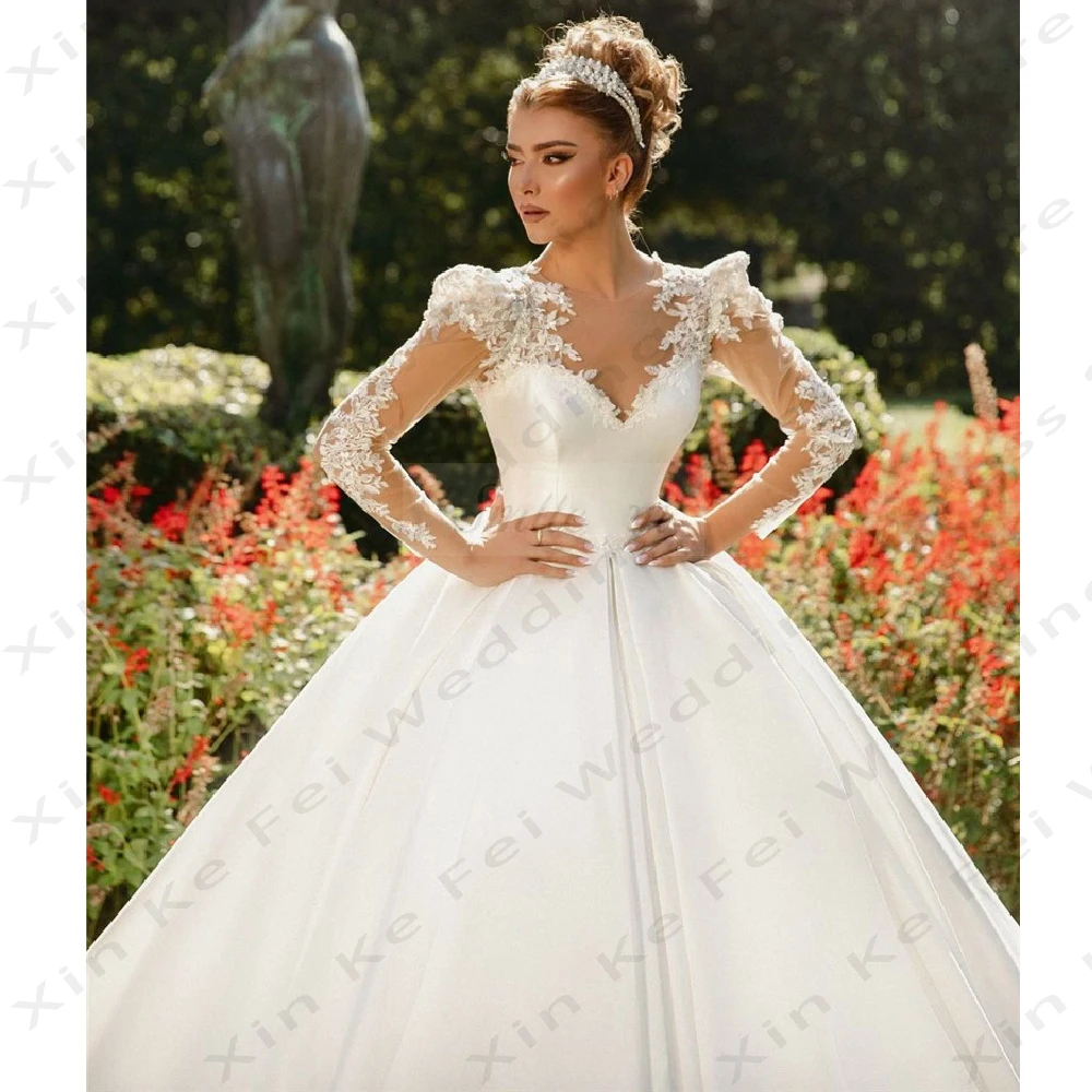 Robe de Mariée de Luxe en Dentelle à Manches sulfpour Femme, Tenue de Forme Trapèze Personnalisée, Idéale pour ixFormelle, 2025