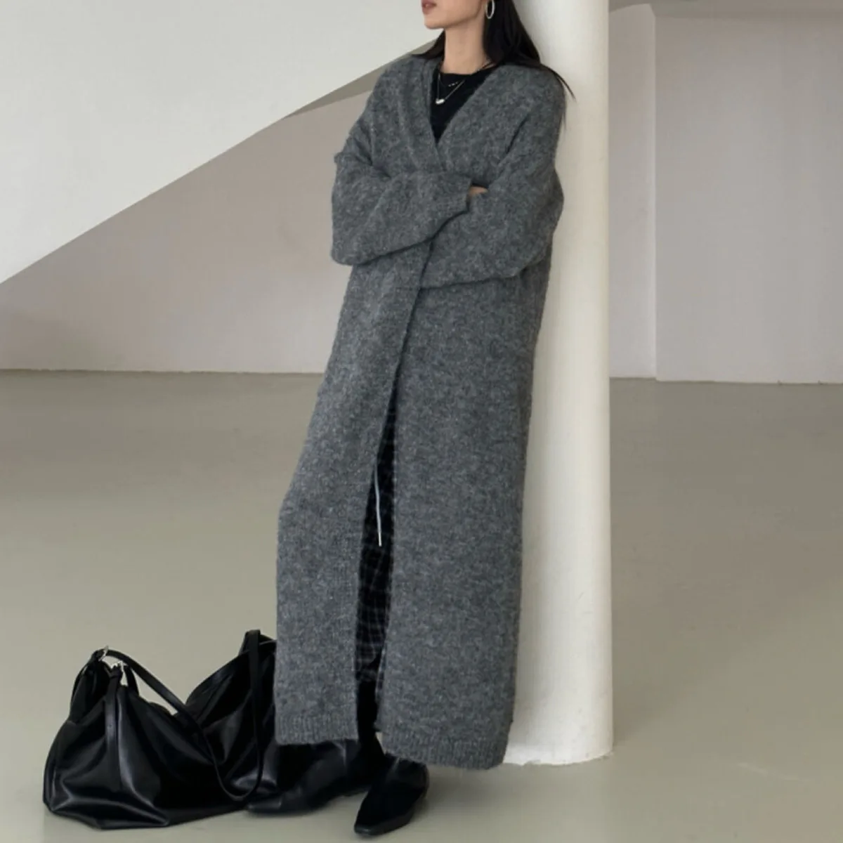 

KWTX 2025 Новый женский элегантный ленивый вязаный кардиган, длинное мягкое пальто, повседневная осенняя шикарная офисная одежда, легкая осенняя мода