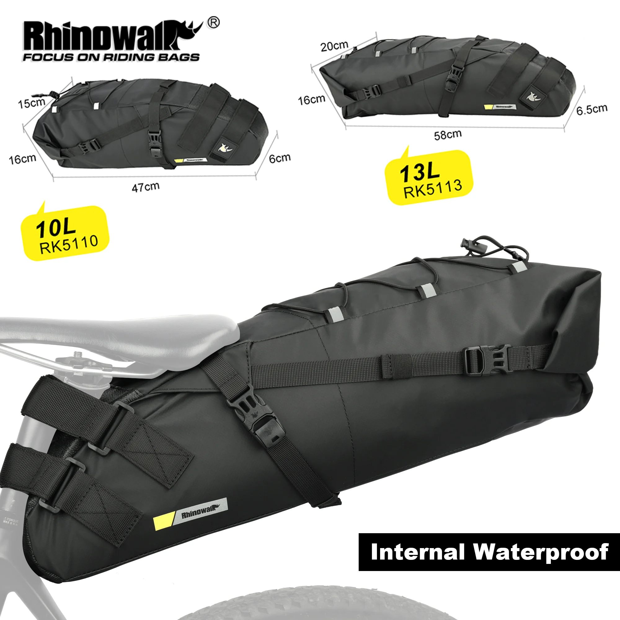 

Rhinowalk Bike Saddle Bag Waterproof 10L/13L Bicycle Reflective Big Capacity Foldable Tail Rear Bag Cycling MTB Trunk Pannier