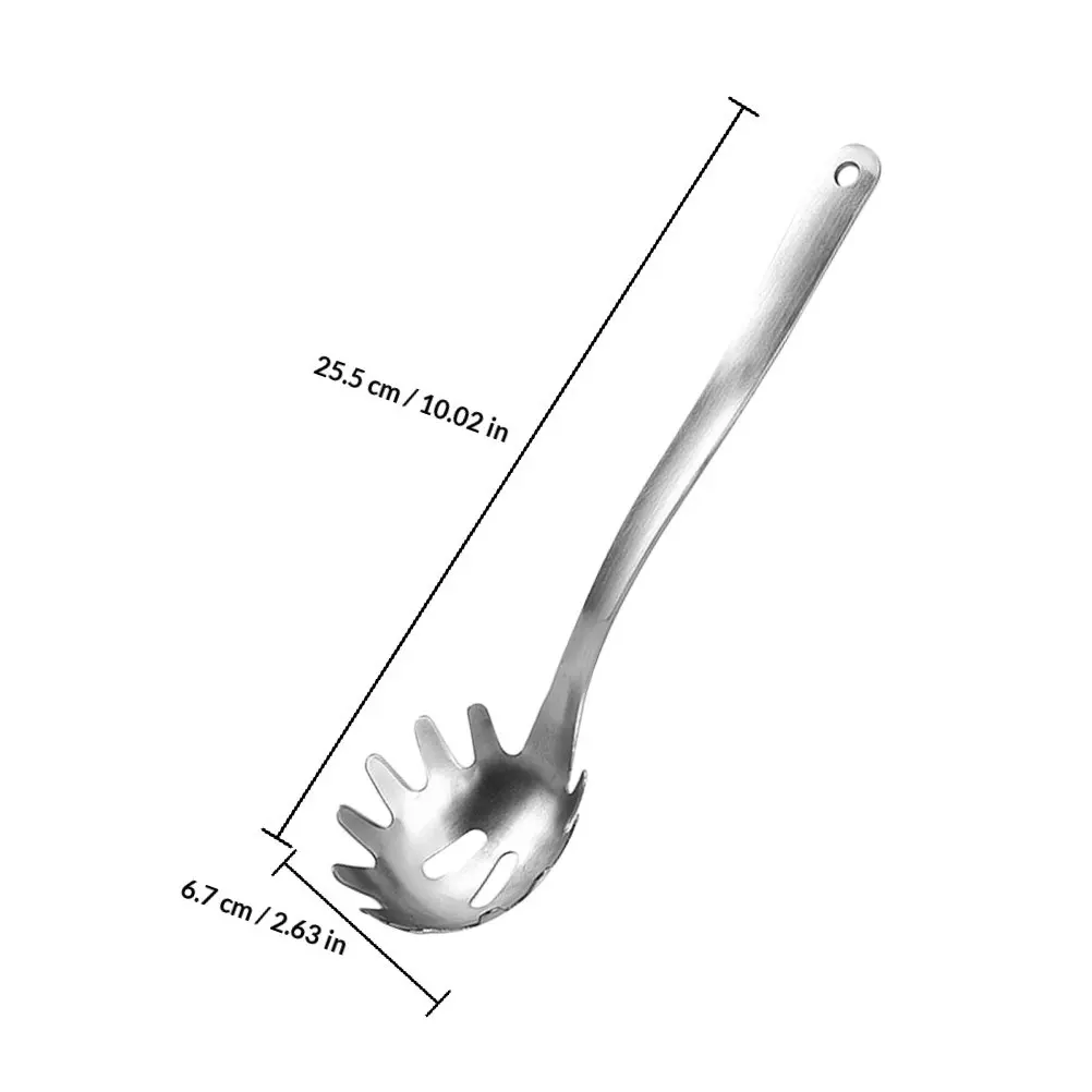 Elegant Polished Stainless Steel Spaghetti Spoon with Teeth Pasta Noodle Ramen Server Scoop Strainer Kitchen Utensil for Quick