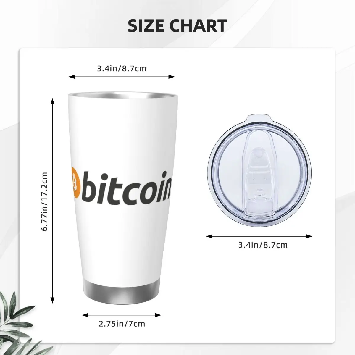 Bitcoin Logo Stainless Steel Tumbler Vacuum Insulated Mug Thermal Cold Bottle Straws With Lid 20oz