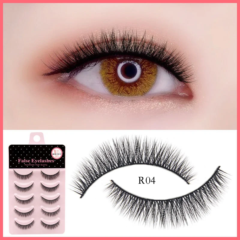 3D Falso Cílios Extensão Set, Natural Wispy Lashes, Eye Lash Falso, Suprimentos De Beleza, Ferramentas De Maquiagem, 5 Pares, 10 Pares