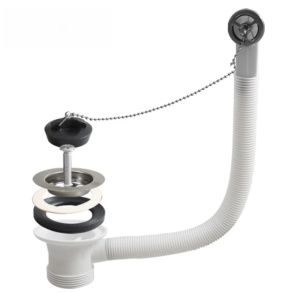 70mm Sink Drain Made of SUS304 Stainless Steel with Round Overflow and Pull Top Cover Operated by Stainless Steel Bead Chain view 6