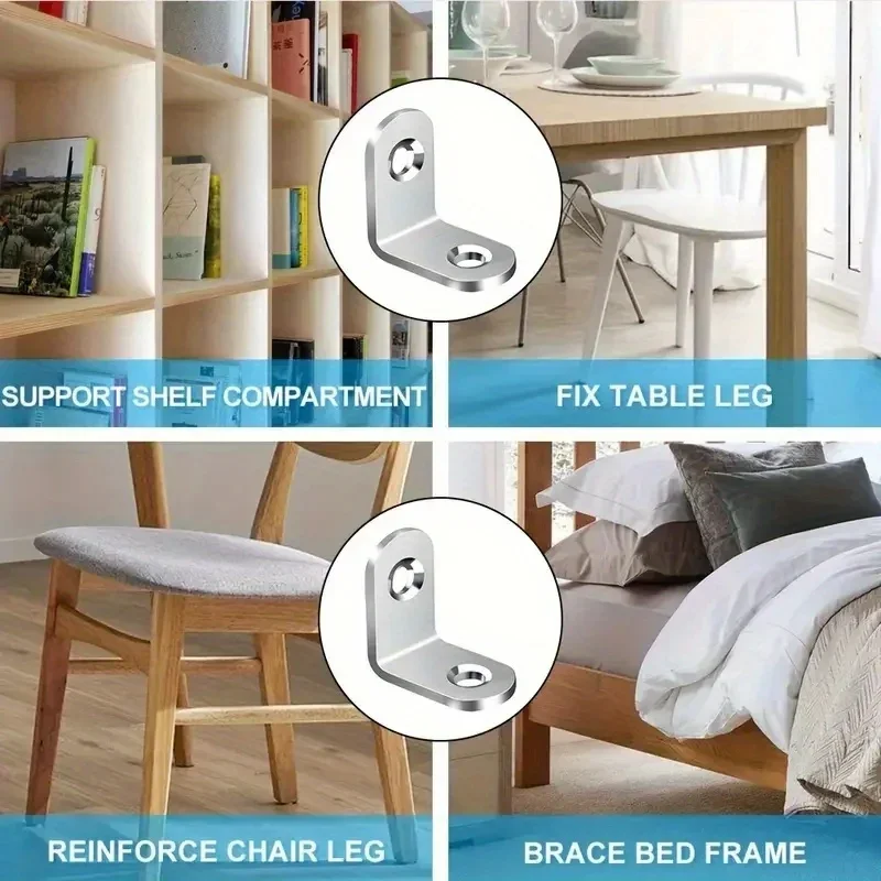 90 Degree Stainless Steel Corner Code L-Shaped Bracket Fixing Parts Right Angle Furniture Hardware Accessories Connecting Parts