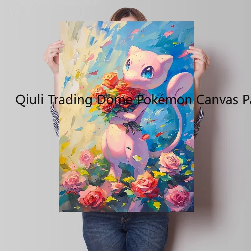 Pokemon Anime Peripherals Mewtwo Posters Kawaii Picture Art Water Colours Canvas Painting for Kids Bedroom Wall Decorate Gift