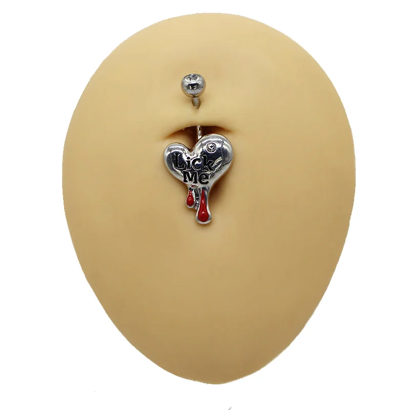 حلقات زر بطن فاسق قوطي للنساء والفتيات ، ثقب السرة ، مجوهرات الجسم ، هدايا الموضة ، قلب ، رسالة ، مثير