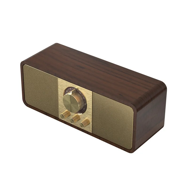 

Classic wood grain retro bluetooth speaker, desktop double pull, retro radio
