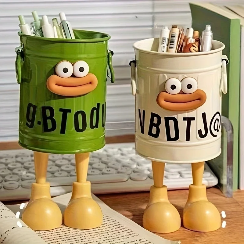 1pc Cartoon Personality Pen Holder Set, Desktop Organizer Bucket, Ideal Gift For Home And Study Stationery Storage JJ1891