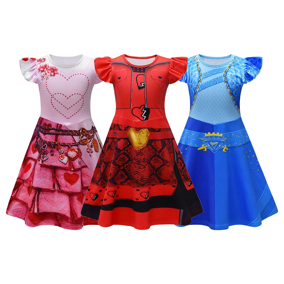 Mid-Child to Big-Child Girls Flutter Sleeve Dress Unique and Attractive Fashion Girls Dresses Performance Kids Cosplay Dresses