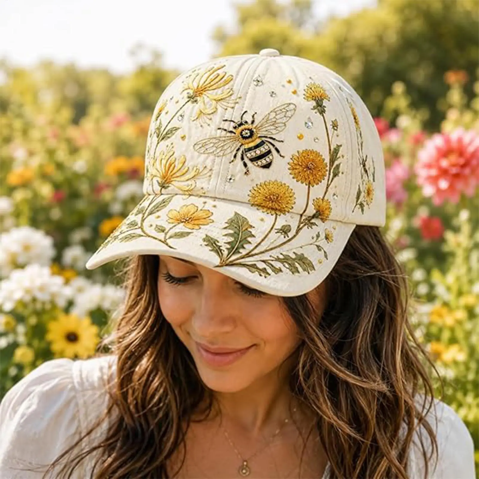 Baseball Hat Flower and Bird Print Adjustable Breathable Cotton Headgear Sun Hat Women for Summer Travel Outdoor Sports Running