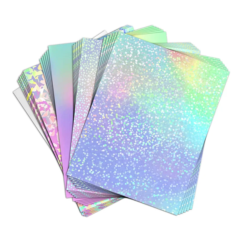 

24 Sheets Vinyl Sticker Paper for Inkjet Printer - Printable Glossy Sticker Paper and Holographic Laminate Sheets