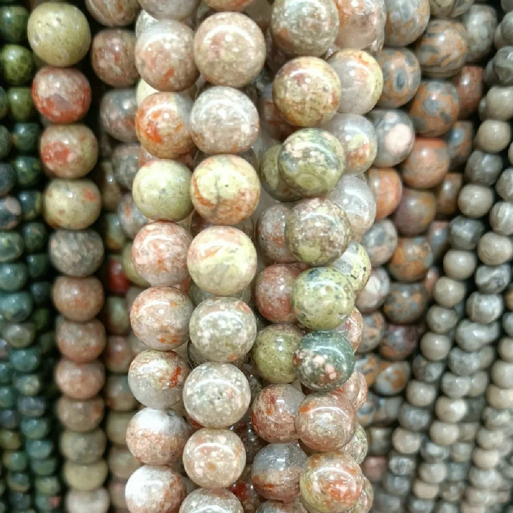 

Natural Stone Unaki 4 6 8 10 12mm Red Green Gemstone Beads for Needlework Jewelry Making Handmade Bracelets Accessories DIY 15''