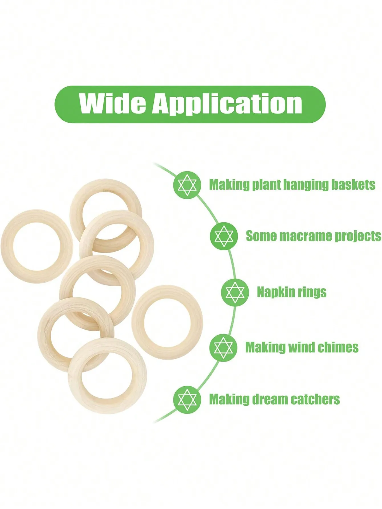 Natural Wood Rings for Crafts, Macrame Rings for DIY, Wooden Rings Without Paint, Pendant Connectors