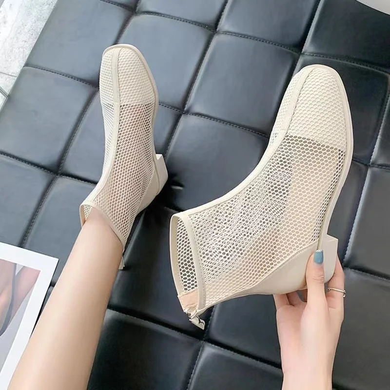 Women\'s shoes boots 2020 summer new fashion mesh breathable short boots