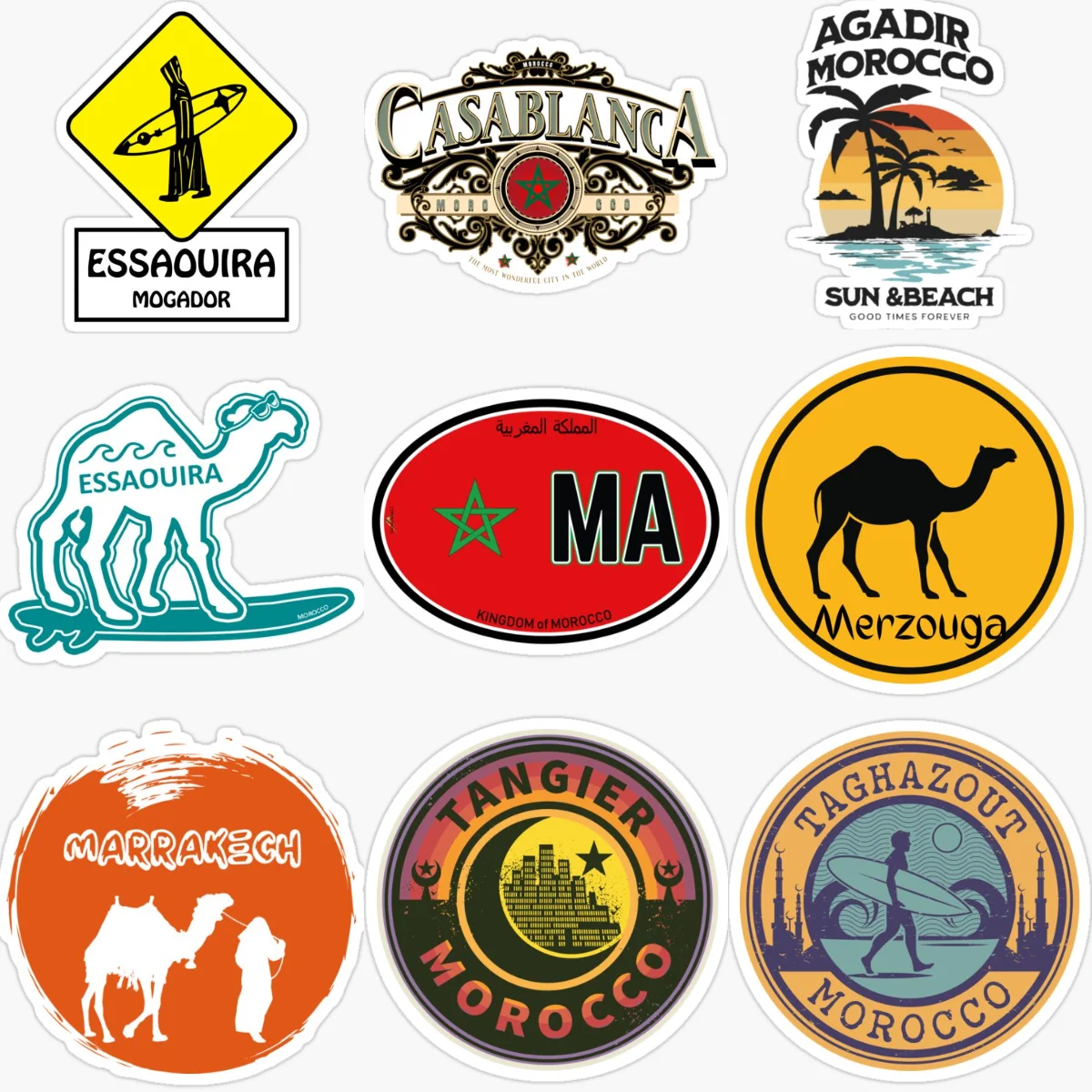 

Morocco Flag Map Emblem Camel Creative PVC Car Sticker for Decorate Car Fridge Bicycle Wall Helmet Motorcycle Decal Accessories