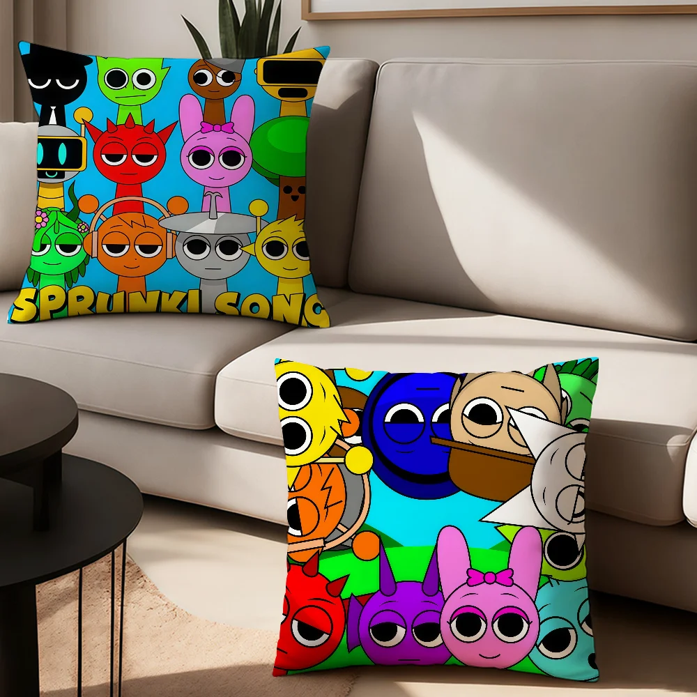 Game S-Sprunki Pillow Case Office Cushions Suitable For Sofa Car Bedroom Decorative Cushion Cover