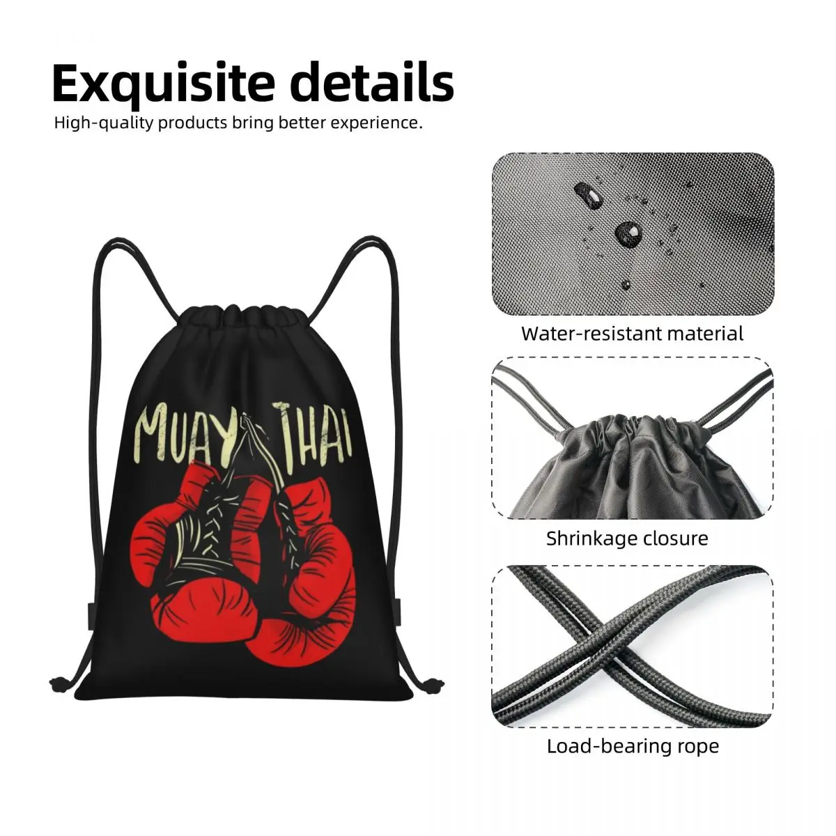 Guanti Muay Thai zaino con coulisse donna uomo Sport Gym Sackpack portatile thailandia boxe Fighter Training Bag Sack