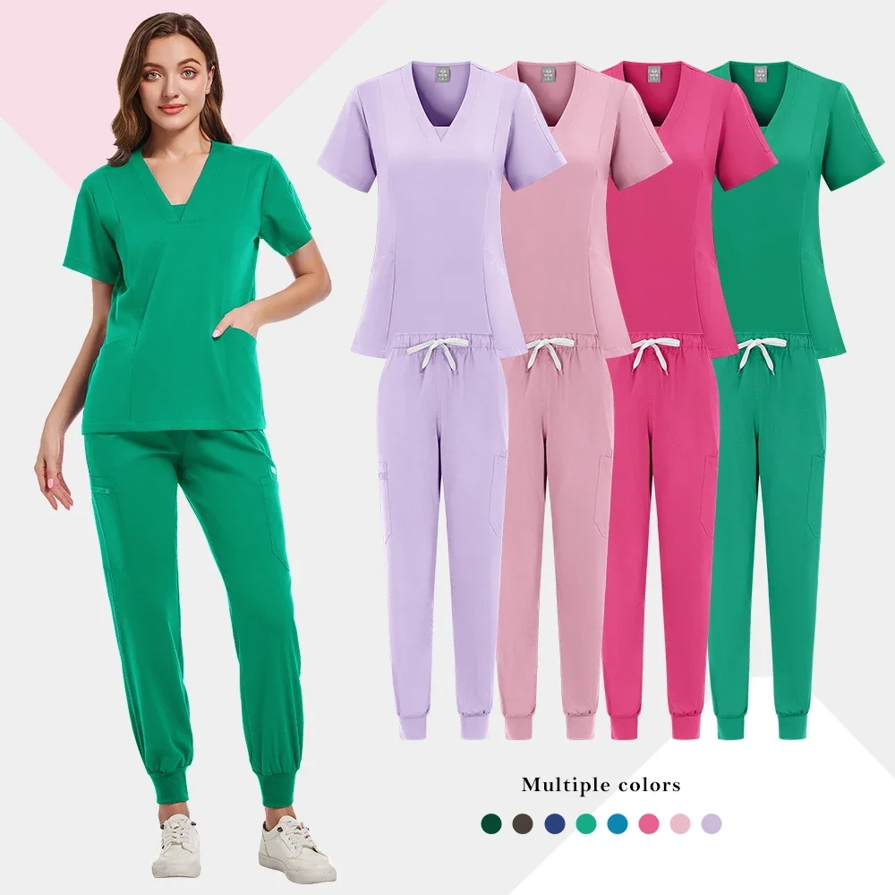 Médico hospitalar cirurgia clínica cosméticos beleza médica hospital enfermeira uniforme camisa e calças clínica dentária conjunto de enfermagem