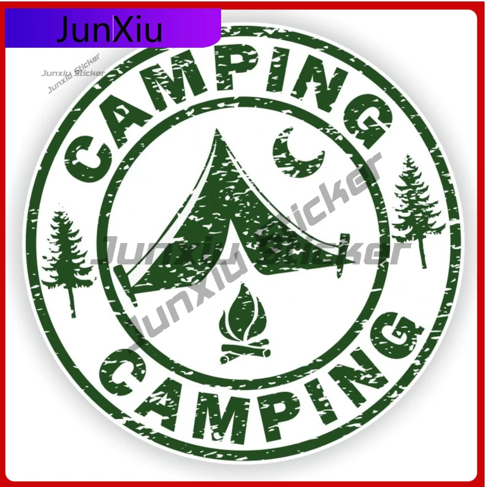 

Camping Seal Sticker Round Stamp Vinyl Decals Funny Pictures Decorations Suv Bumper Side Motorcycle Jdm Decals Accessories Creat