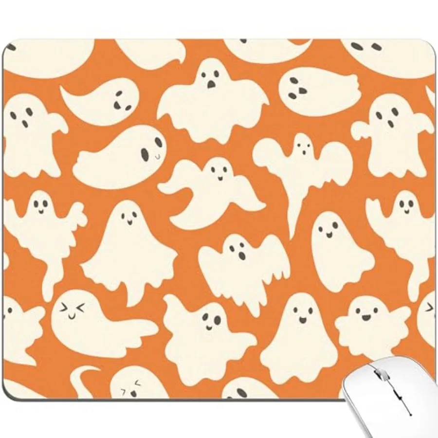 Ghosts Mouse Pad Cute Halloween Spooky Funny Design Mousepad for Desk Mat Pad Rectangular Washable Small Office Accessories Dec