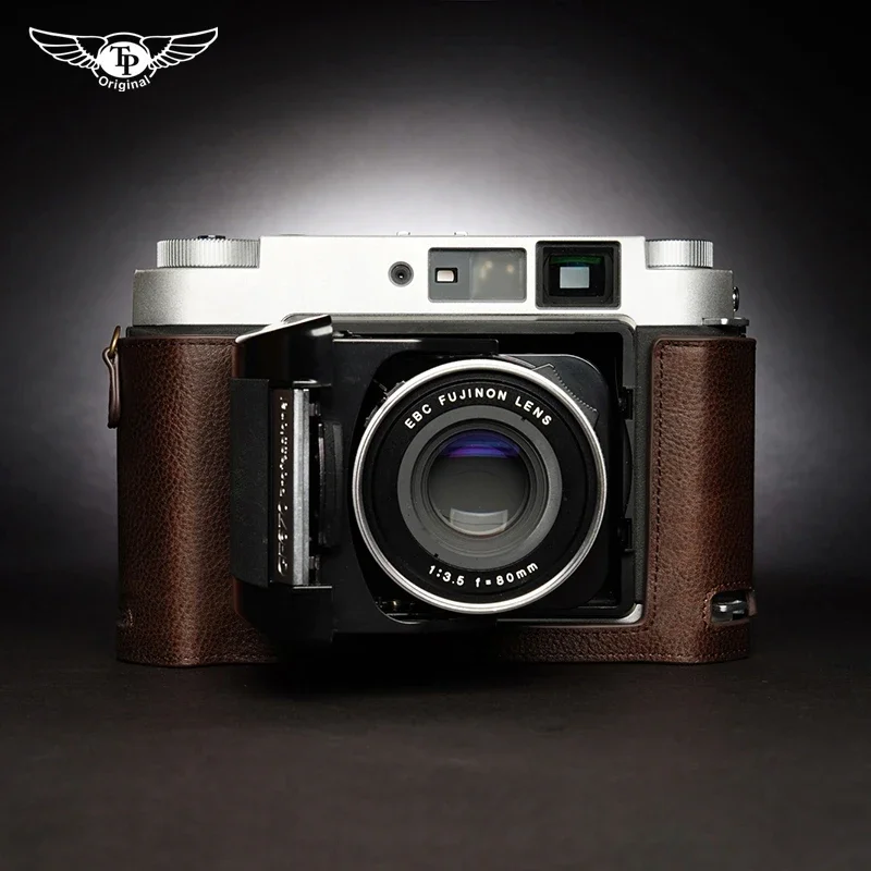 for Fujifilm GF670 GF670w Bessa III 667/667W  Handmade Cowhide Genuine Leather Protective Case Camera Bag Semi Case Base Shell