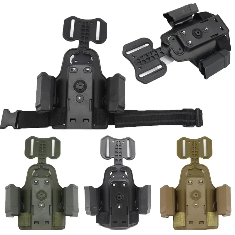 

9mm Double Magazine Leg Gun Holster Platform Strap Belt Drop Thigh Holster Adapter Paddle for Glock 17 19 Beretta PX4/M9