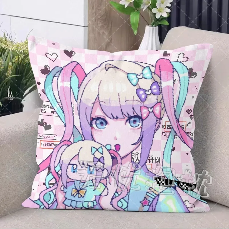 Anime necessidade menina overdose cosplay anjo chuva dupla face dos desenhos animados 45x45cm impresso travesseiro fronha e travesseiro núcleo presentes