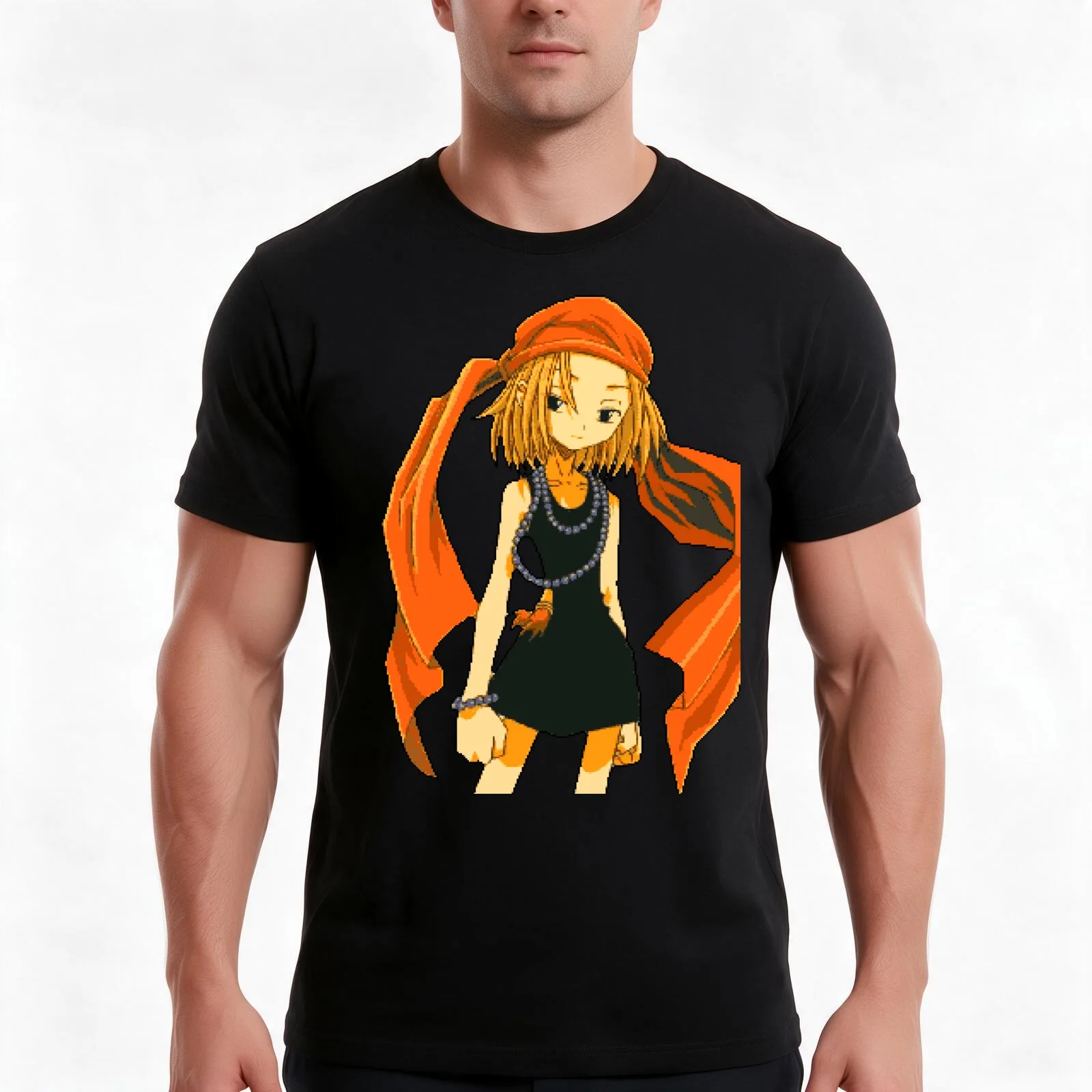 Anna Pixel Art T-Shirt Summer Casual Cotton Tee Oversized Streetwear Tops Vintage Graphic Print Loose Fit Short Sleeve