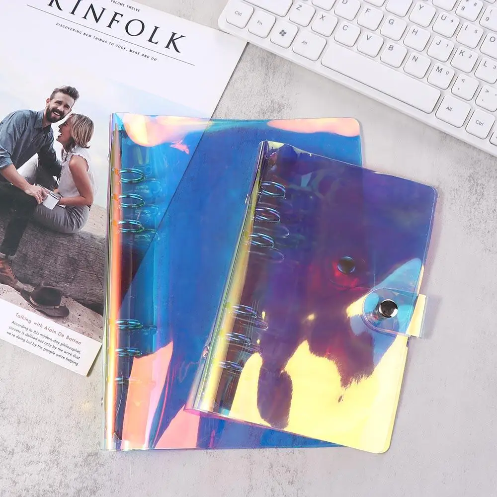 Button Closure Planner Card Storage School Office Supplies Loose Leaf Folder Notebook Ring Binder Cover PVC Notebook Cover