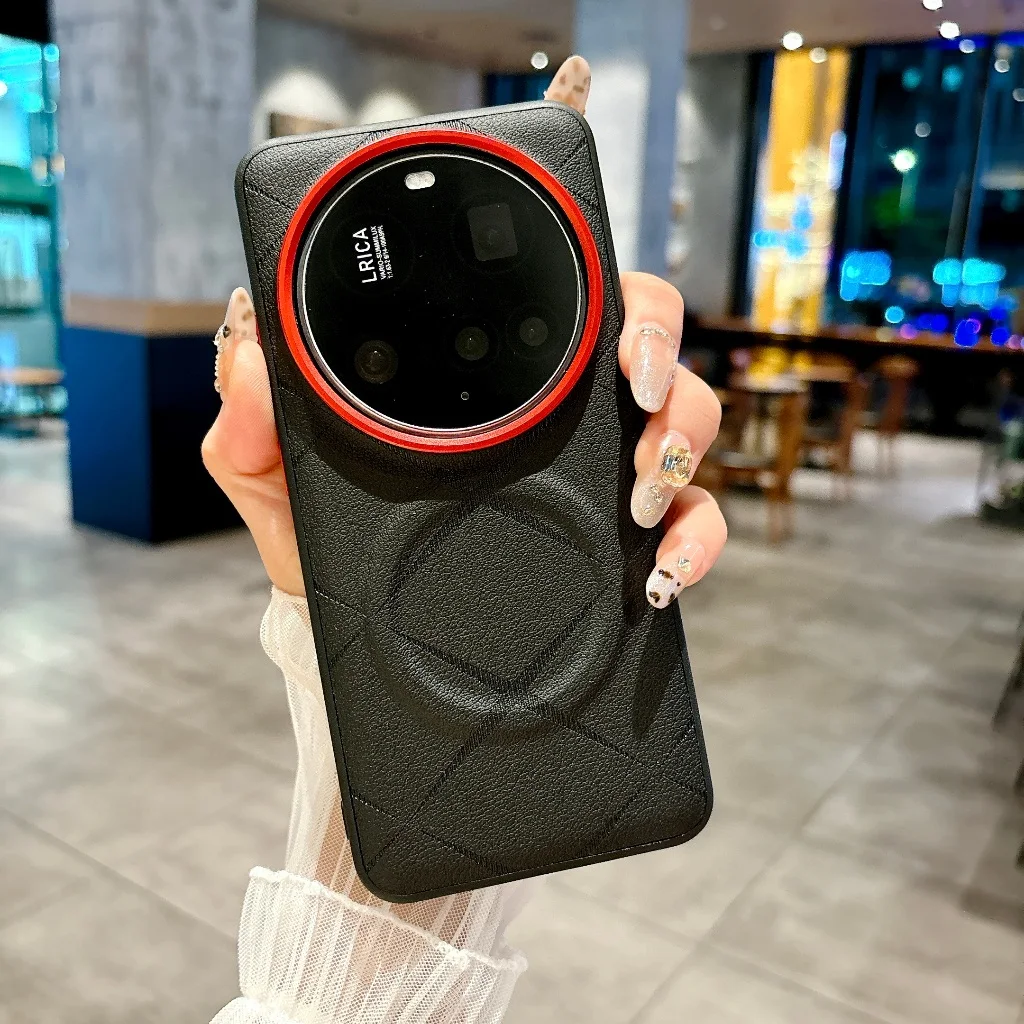 

Деловой кожаный магнитный чехол для зарядки для Xiaomi 15 Ultra 15 Pro 13 14, ультракрасный металлический противоударный чехол с независимыми кнопками