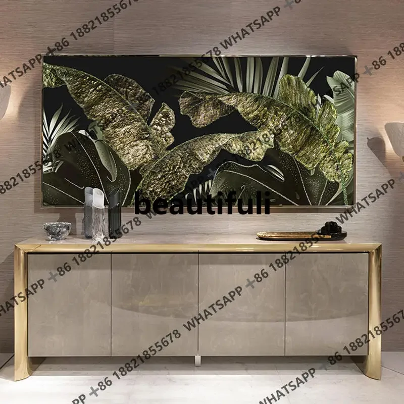 

Итальянский боковой шкаф Постмодернистский простой входной шкаф из нержавеющей стали Шкаф для телевизора в спальне H