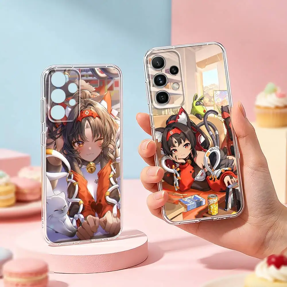

zzz N-Nekomata phone Case For Samsung S25,24,21,22,23,30,Ultra,20,Plus,Fe,Lite,Note Transparent Cover