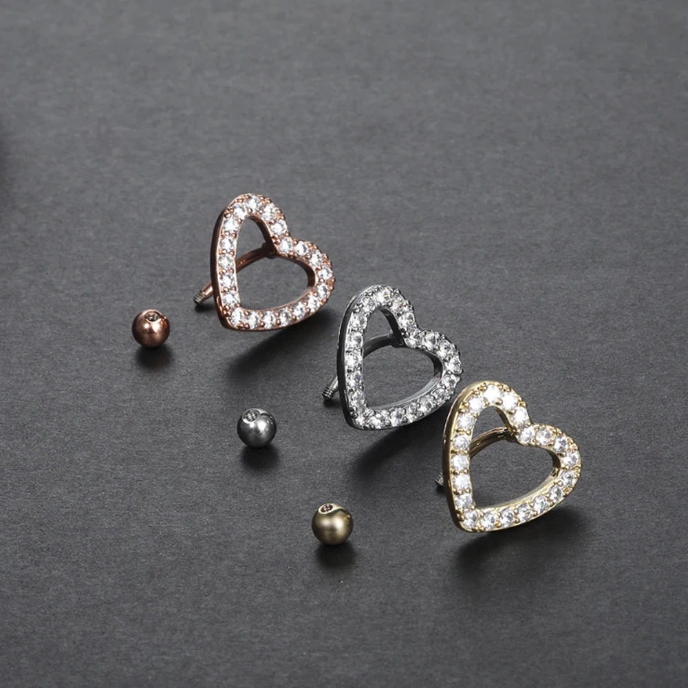 1 Stück Reverse Bar Herz Bauchnabelpiercing Nombril für Frauen Gold Rosa Kristall CZs Gebogene Bauchnabelpiercings Schmuck – Detail 9