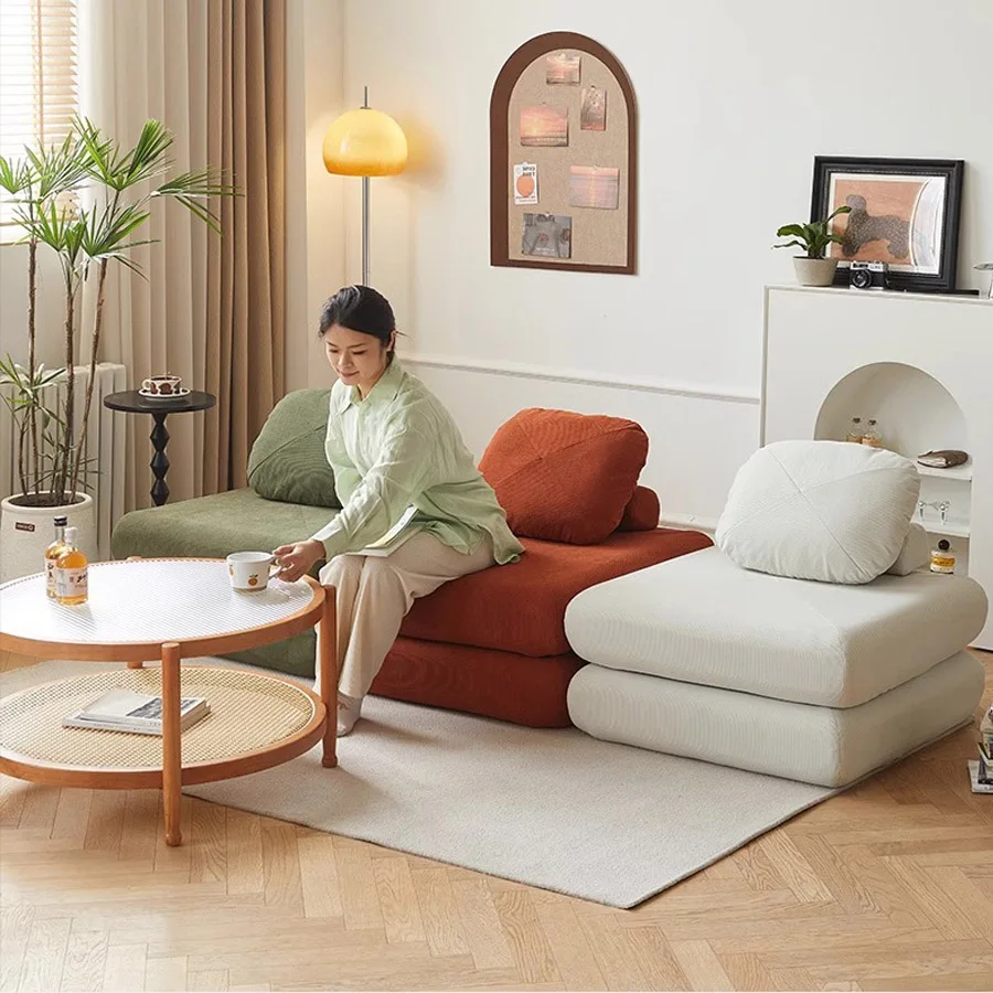 Household Goods Fabric Single Sofa, Sweet Potato Sofa Bed, Small-sized Living Room Folding Dual-use Tatami, Tofu Block Lazy Sofa